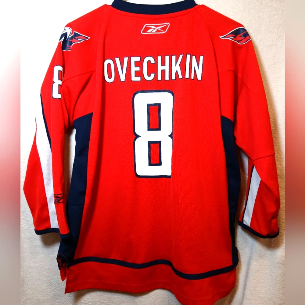 REEBOK WASHINGTON CAPITALS #8 OVECHKIN HOCKEY JERSEY SIZE YOUTH LARGE